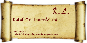 Kuhár Leonárd névjegykártya