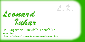 leonard kuhar business card